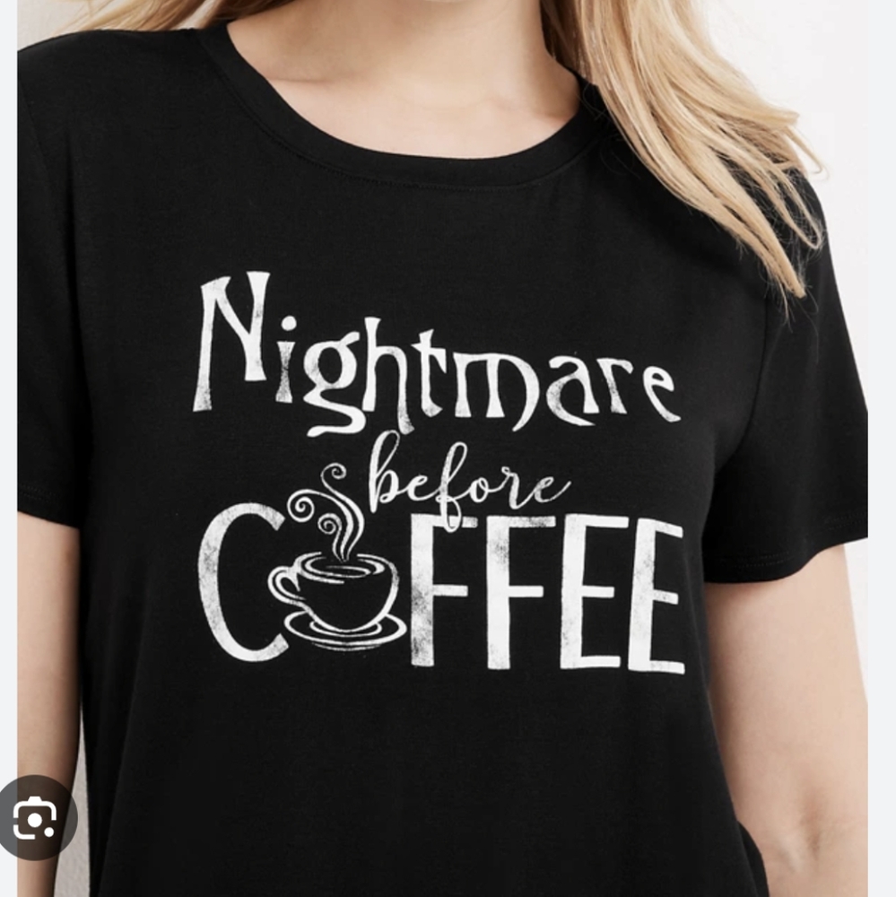 Maurices Black Graphic Tee - Nightmare Before Coffee
